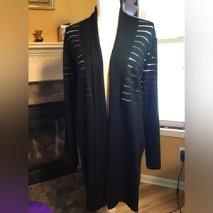 Andrea Jovine sheer black midi coat cardigan.NWOT.  Size Large  never worn.